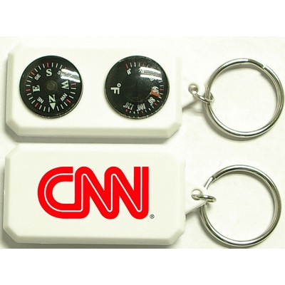 Compass Key Chain with Circular Thermometer & Split Key Ring