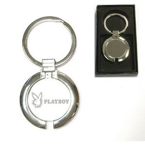 Shiny chrome finished round metal key holder with gift case
