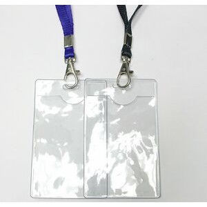 Clear Vertical Vinyl Badge Holder with Lanyard (3"x4")