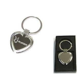 Shiny chrome finished heart shape metal key holder with gift case