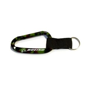 Camouflage Aluminum Carabiner with strap and Key Ring - 8 Cm