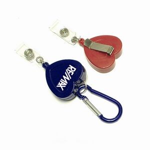 Heart Retractable Badge Reel with Carabiner