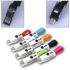 4 in 1 USB Slide Magnet Charging Cable w/ Keychain