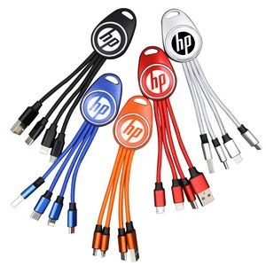 3 in 1 USB Slide Magnet Charging Cable w/ Keychain