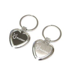 Shiny chrome finished heart shape metal key holder with split key ring
