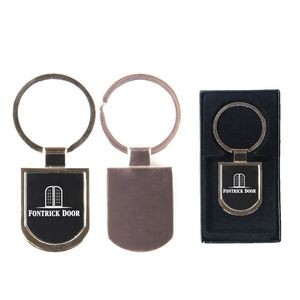 Shiny chrome finished shield shape metal key holder with split key ring and gift case