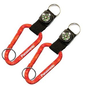 Red Camouflage Carabiner and Compass w/ Split Ring
