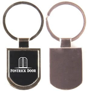 Shiny chrome finished shield shape metal key holder with split key ring