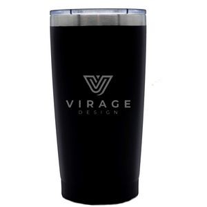 Traveller 20oz double wall tumbler matte black with clear lid