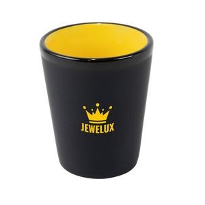 Hilo Thimble 1.5oz 2tone black/yellow ceramic shot glass
