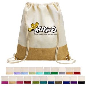Two-Tone Cotton/ Burlap Drawstring Bag (14.5'' x 16'')
