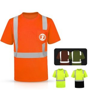 ANSI 107 Class 2 Short Sleeve Mesh Safety T-Shirt W / Pocket