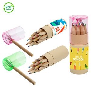 12 Colored Pencils In Tube W/Sharpener