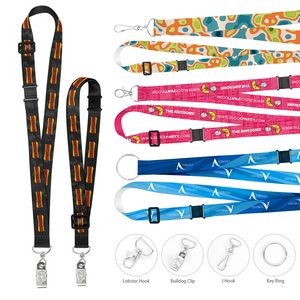 3/4" Full Color Adjustable Polyester Lanyard W/ Free Safety Breakaway
