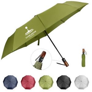 Auto Open + Close Wooden Handle Umbrella