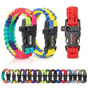 Colorful Braided Paracord Survival Bracelet With Whistle