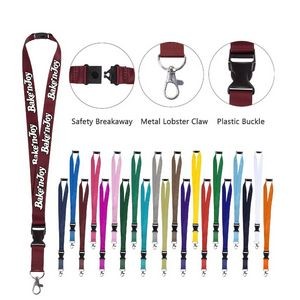 3/4" Full Color Lanyard w/ Lobster Claw and Buckle with Safety Breakaway