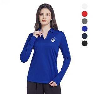 Ladies Sport Micro Pique Long Sleeve Polo Shirt