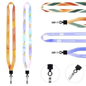 3/4 Inch Dye-Sublimated Lanyard With Clamshell & Vinyl Bulldog Clip