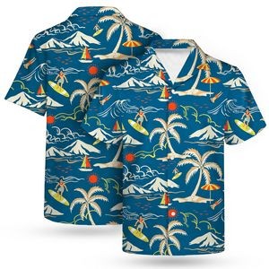 Men's Sublimated Hawaiian Cuban Collar Camp Shirt-120gsm Customized (Ocean)