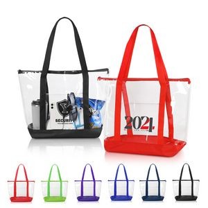 Clear Zippered Tote Bag With Pocket