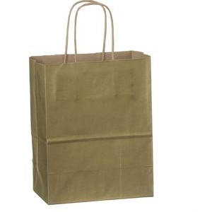 Paper Shopping Bags, Metallic Tints On Natural, Hot Stamped - Gem 5¼" x 3¼" x 8.375"