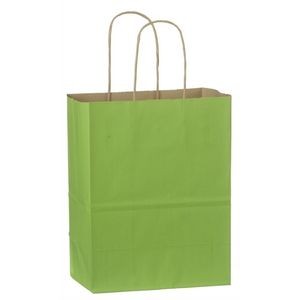 Paper Shopping Bags, Tints On Natural Kraft w/A Varnish Stripe, Ink Printed - Cub 8" x 4½" x 10½"