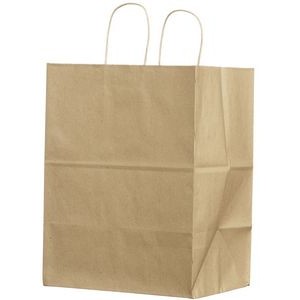 Food Service Paper Shopping Bags, Natural Kraft, Ink Printed - Bistro 10" x 6¾" x 12"