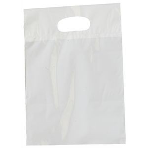 Low Density 2.0 mil Poly Fold Over Die Cut Merchandise Bags, White, Ink Printed - 9" x 12"