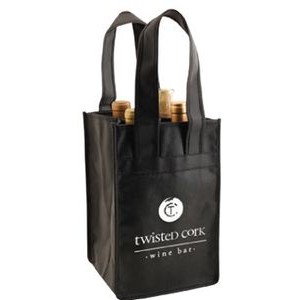 Burgundy Red 4 Bottle Non-Woven Wine Tote Bag (7"x7"x11")