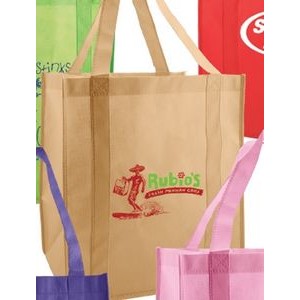 Khaki Beige Non-Woven Grocery Bag (12"x8"x13")