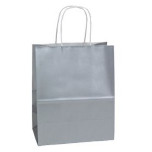 Metallic Platinum Silver Chimp Gloss Color Paper Shopping Bag