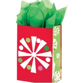 Snowflake Bling Printed Paper Toucan Shopping Bag (5 1/2"x3 1/4"x8 3/8")
