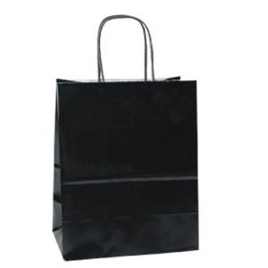 Midnight Black Chimp Gloss Color Paper Shopping Bag (8"x4 3/4"x10 1/2")