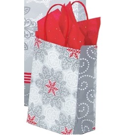 Christmas Lace Printed Paper Toucan Shopping Bag (5 1/2"x3 1/4"x8 3/8")