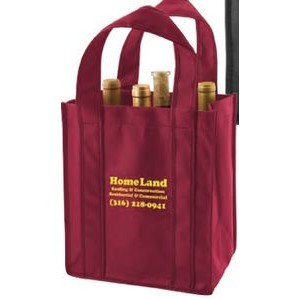 Burgundy Red 6 Bottle Non-Woven Wine Tote Bag (10"x7"x11")