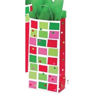 Christmas Check Printed Paper Crane Shopping Bag (5 1/2"x3 1/4"x12 1/2")
