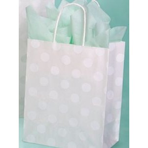 Polka Dot Pearl White Printed Paper Chimp Shopping Bag