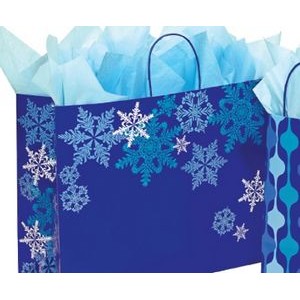 Snowflake Swirl Printed Paper Jaguar Shopping Bag (16"x6"13")