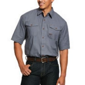 Ariat® Rebar™ Made Tough DuraStretch™ Men's Steel Gray Work Shirt