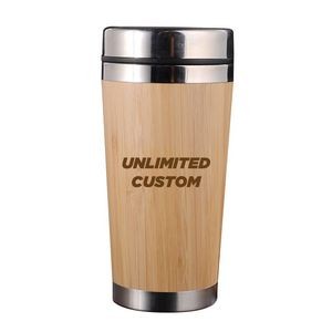 16 oz Bamboo Stainless Steel Tumbler with slide lid