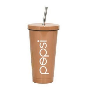 25 Oz Stainless Steel Double Wall Tumbler With Straw