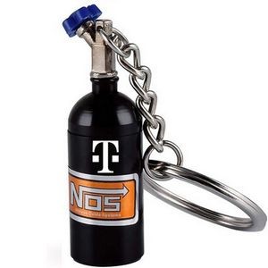 Nos Bottle-Type Metal Pill Container With Key Ring