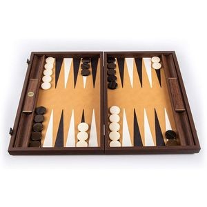Luxury Wood Backgammon Set with Leatherette Interior - 19 inches - Handcrafted in Greece