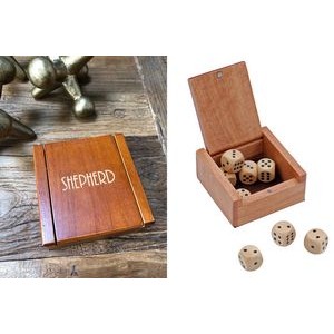 Wooden Dice Box w/ 8 Wooden Dice