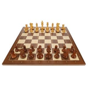 Weighted English Staunton Chess Set, Walnut Sycamore Board 19.75 in., 3.5 in. King