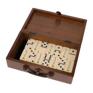Double 6 Dominoes with Spinners in Wood Box
