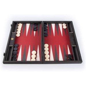 Luxury Wood Backgammon Set with Leatherette Interior - 19 inches - Handcrafted in Greece