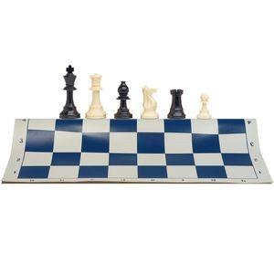 Tournament Chess Set, 20 in. Vinyl Board, 34 Pieces, King 3.75 in.