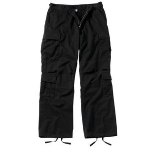Black Vintage Paratrooper Military Fatigue Pants (4XL)